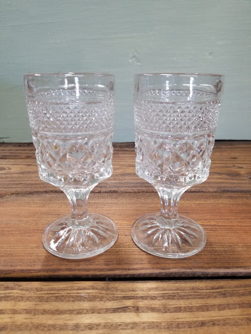 Vintage Anchor Hocking Wexford Water Wine Glasses